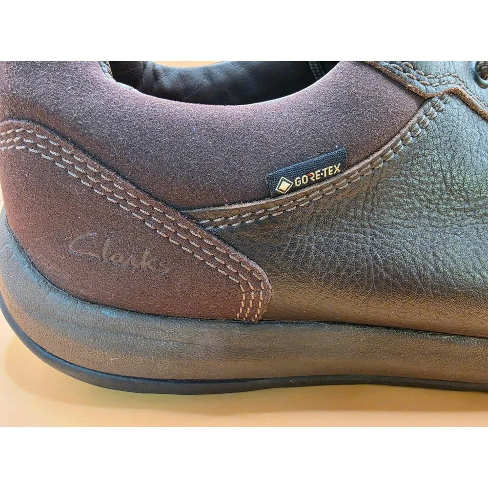 Clarks Un Rio Tie Gore-Tex Mens 12 Brown Leather Waterproof Sneakers 26167648